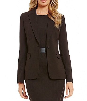 Image of Calvin Klein Notch Lapel Long Sleeve One Button Jacket