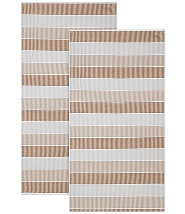Image of Calvin Klein Outdoor Collection Blocked Striped Cotton 2-Piece Beach Towel Set
