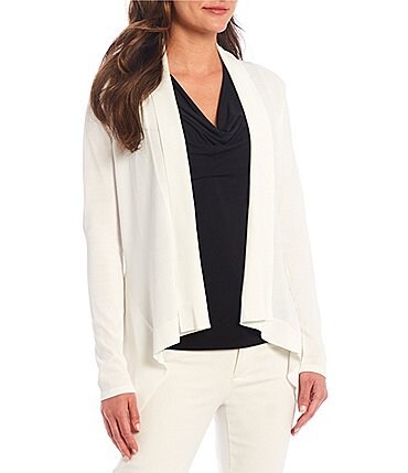 Image of Calvin Klein Shawl Collar Long Sleeve Open Front Knit Cardigan