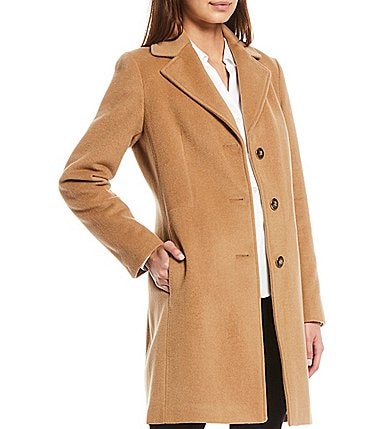 Image of Calvin Klein Single Breasted Cashmere Wool Blend Reefer Coat