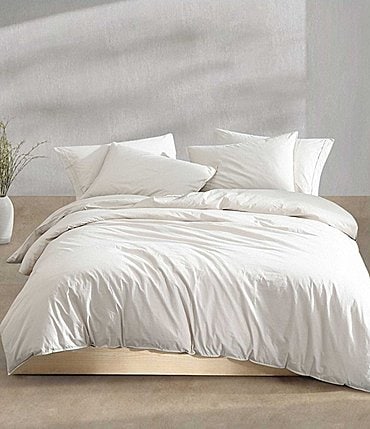 Image of Calvin Klein Washed Percale Solid Duvet Cover Mini Set