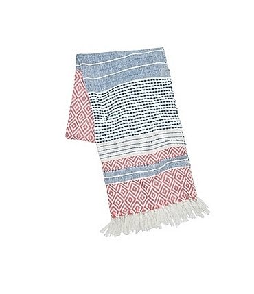 Image of carol & frank Berkley Hand-Woven Diamond Pattern Mixed Media Cotton Throw Blanket