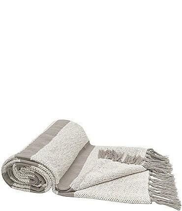 Image of carol & frank Chandler Ringspun Cotton Yarn Striped Throw Blanket