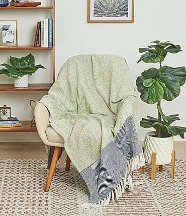 Image of carol & frank Jason Mixed Media Chevron Stripe Citron Throw Blanket