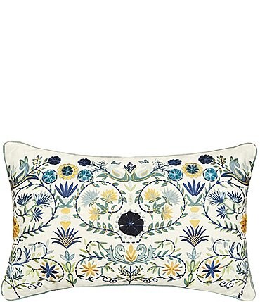 Image of carol & frank Pippa Decorative Boho Floral Embroidered Pillow