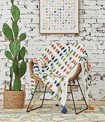 Image of carol & frank Vaughan Multicolor Tufted Accents Tassel Throw Blanket