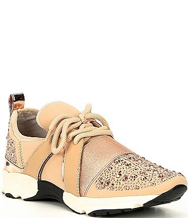 Image of Carvela Lament Bling Embellished Lace-Up Sneakers