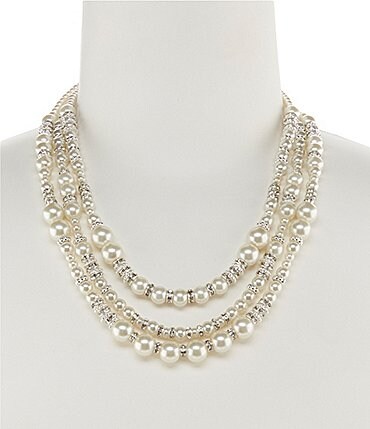 Image of Cezanne Triple-Row Mixed Faux-Pearl Statement Necklace