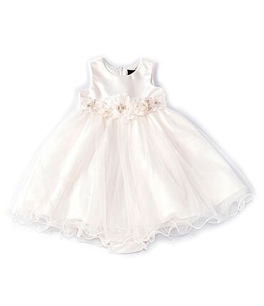 Image of Chantilly Place Baby Girls 12-24 Months Satin/Mesh-Overlay Fit-And-Flare Dress