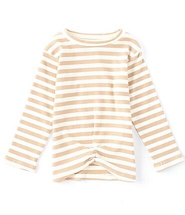 Image of Chelsea & Violet Baby Girls 12-24 Months Stripe Ribbed Knit Long Sleeve Twist Front Tee