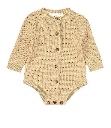 Image of Chelsea & Violet Baby Girls Newborn-9 Months Long Sleeve Button Down Knit Bodysuit