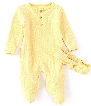 Image of Chelsea & Violet Baby Girls Newborn-9 Months Long-Sleeves Dot Footed Coverall