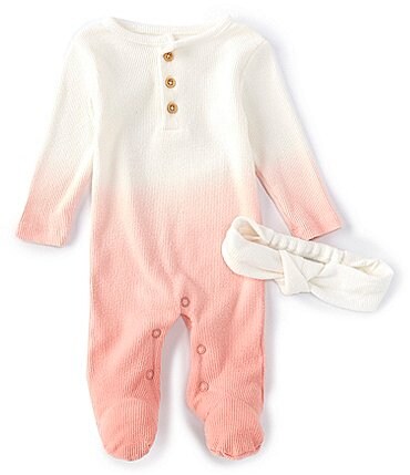 Image of Chelsea & Violet Baby Girls Newborn-9 Months Long-Sleeves Ombre Footed Coverall