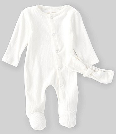 Image of Chelsea & Violet Baby Girls Newborn-9 Months Long-Sleeves Ribbed Footed Coverall