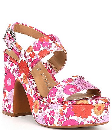 Image of Chelsea & Violet Dazey Floral Print Two Band Platform Sandals