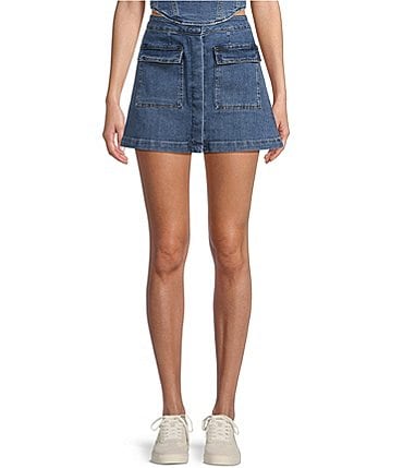 Image of Chelsea & Violet Lena Denim A-Line Front Pocket Mini Skirt