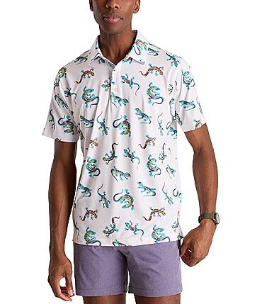 Image of Chubbies Busy Lizard Short Sleeve Printed Peformance Polo Shirt