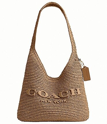 Image of COACH Brooklyn 28 Straw Shoulder Bag