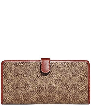 Image of COACH Coated Signature Canvas Skinny Wallet