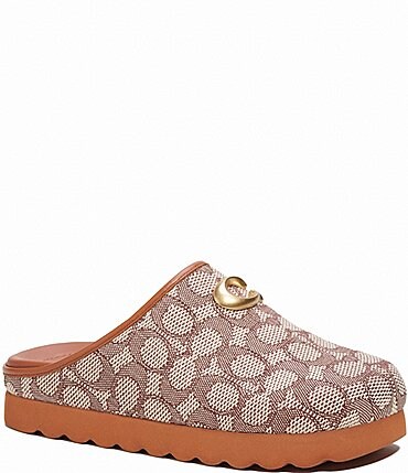 Image of COACH Hadley Signature Logo Print Jacquard Clogs