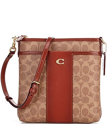 Image of COACH Kitt Colorblock Signature Logo Canvas Messenger Crossbody Bag