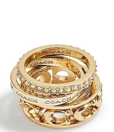 Image of COACH Signature Openwork Band Ring Set