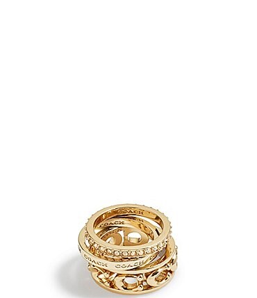 Image of COACH Signature Openwork Band Ring Set