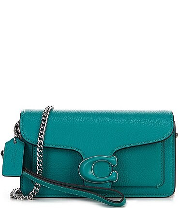 Image of COACH Solid Polished Pebble Tabby Convertible Silver Chain Wristlet Crossbody Bag