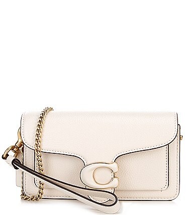 Image of COACH Solid Polished Pebble Tabby Convertible Gold Chain Wristlet Crossbody Bag