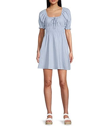 Image of Copper Key Short Puff Sleeve Triple Elastic Waist Dress