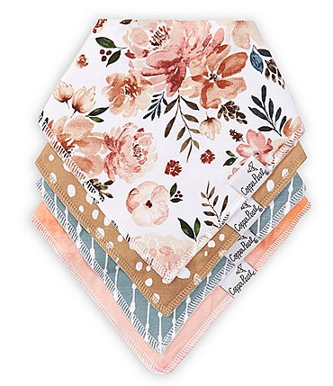 Image of Copper Pearl Baby Girls Autumn Floral Print Bandana Bibs 4-Pack