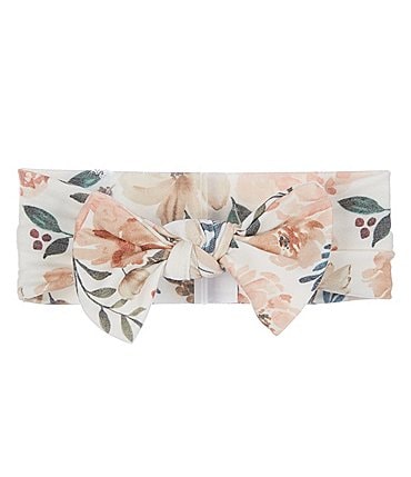 Image of Copper Pearl Baby Girls Autumn Floral Print Bow-Accented Knit Headband
