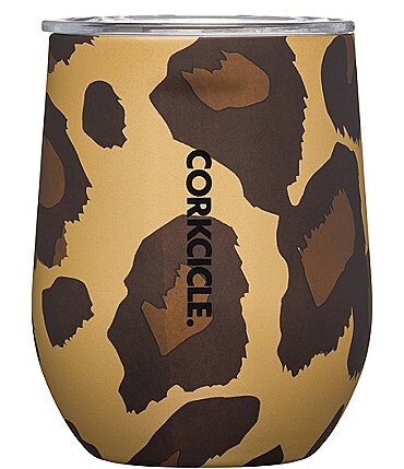 Image of Corkcicle Stainless Steel Triple-Insulated Luxe Leopard 12-oz Stemless Wine Cup