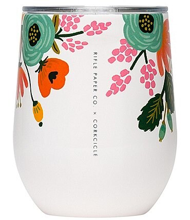 Image of Corkcicle Rifle Paper Co. Stainless Steel Triple-Insulated Stemless Floral Wine Cup