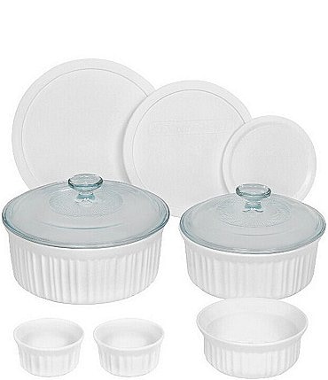 Image of CorningWare French White 10-Piece Round Fluted Oven-to-Table Bakeware Set