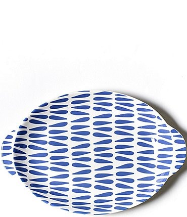 Image of Coton Colors Iris Blue Drop Large Handled Oval Platter