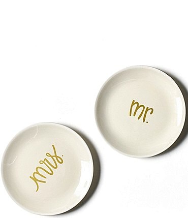 Image of Coton Colors Ecru Mr. and Mrs. Dessert Plates, Set of 2