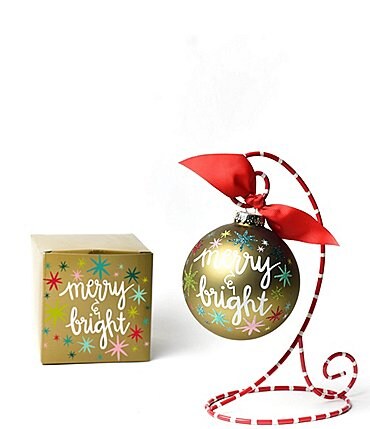 Image of Coton Colors Merry and Bright Stars Glass Ornament with Swirl Stand Set