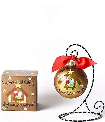 Image of Coton Colors O Come All Ye Faithful Glass Ornament with Swirl Stand Set