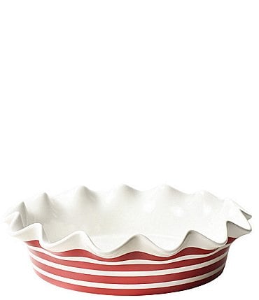 Image of Coton Colors Red Stripe Ruffle Pie Dish, 9"