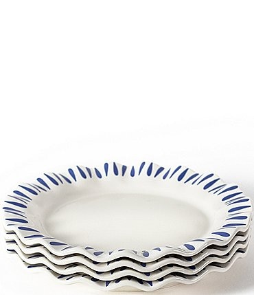 Image of Coton Colors Iris Blue Drop Ruffle Dinner Plates, Set of 4