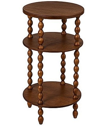 Image of Creative Co Op Classic Bobbin Leg Wooden Round Shelf Accent Table