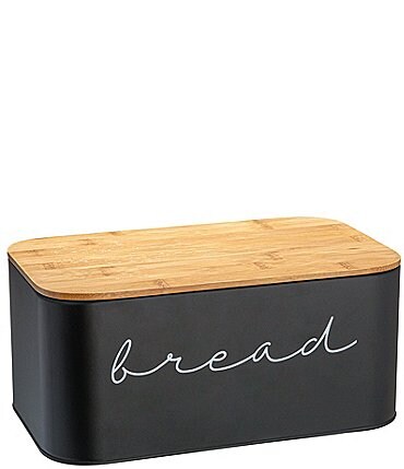 Image of Creative Co Op Metal Bread Bin with Bamboo Lid