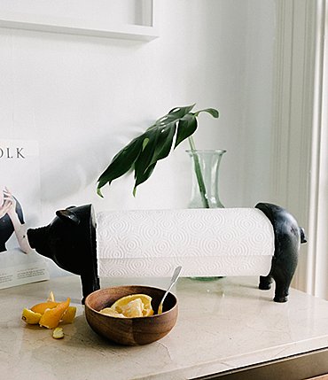 Image of Creative Co Op Metal Pig Paper Towel Holder