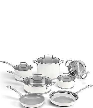 Image of Cuisinart Matte White Stainless Steel 11-Piece Cookware Set