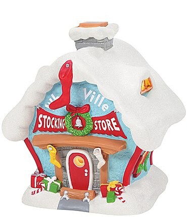 Image of Department 56 The Grinch Village Collection  -  Who-Ville Stocking Store Lit Figurine