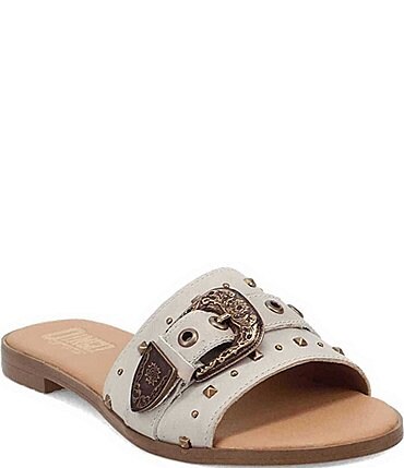 Image of Dingo Lariat Leather Studded Buckle Hardware Slide Sandals