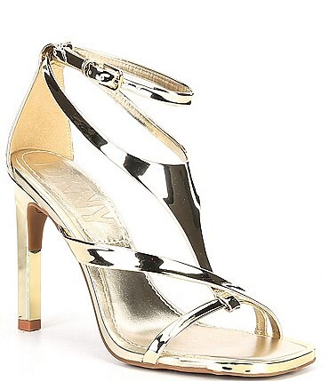Image of DKNY Audrey Strappy Metallic Patent Dress Sandals