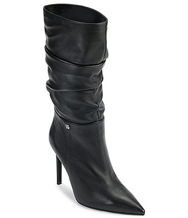 Image of DKNY Maliza Slouchy Leather Stiletto Boots