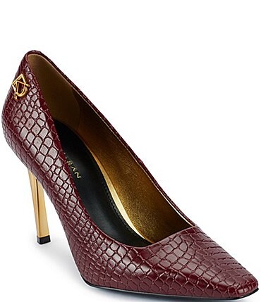 Image of Donna Karan Savita Crocodile Embossed Stiletto Pumps